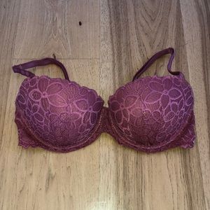 Pink lace push up bra
